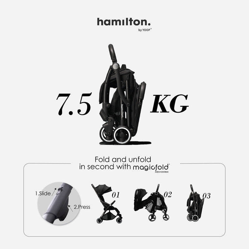 Hamilton by Yoop - Everyday Stroller - Autofold System - Black