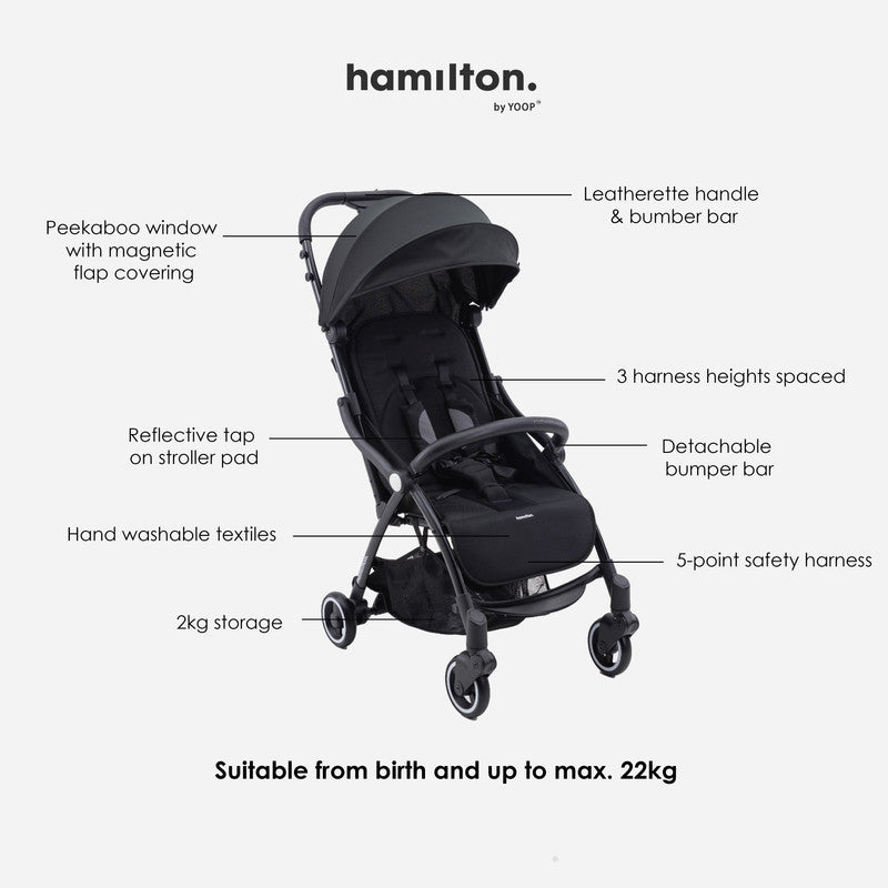 Hamilton by Yoop - Everyday Stroller - Autofold System - Black