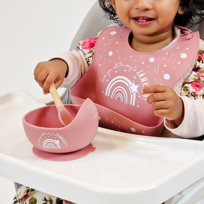 Once Upon a Dua - Lux Silicone Baby Bib - Dusty Pink