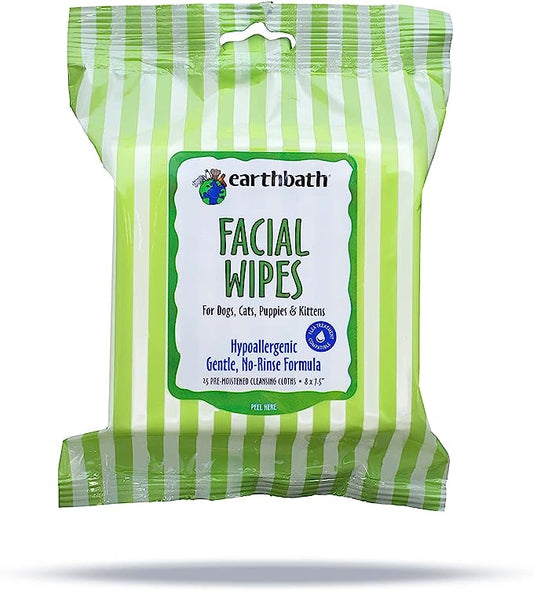 Earthbath All Natural Hypo Allergenic Facial Wipes Fragrance Free White