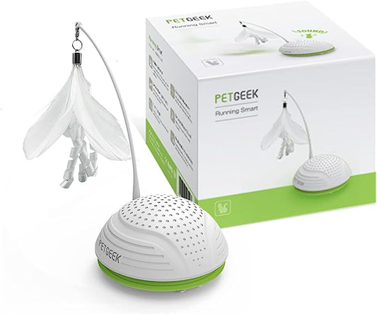 لعبة القط الذكي للجري من Petgeek باللونين الأخضر والأبيض