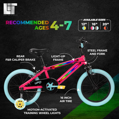 Lit UFO 16" Hot Pink Bicycle