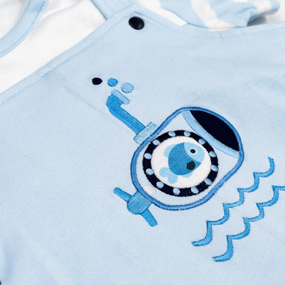 MOON 100% Cotton T-Shirt and Dungaree 9-12M Blue - Little Submarine
