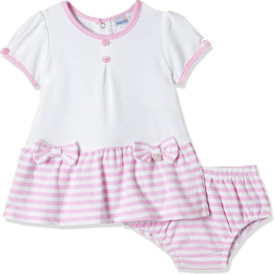 MOON 100% Cotton Dress & Panties 3-6M Pink - Pink Stripes