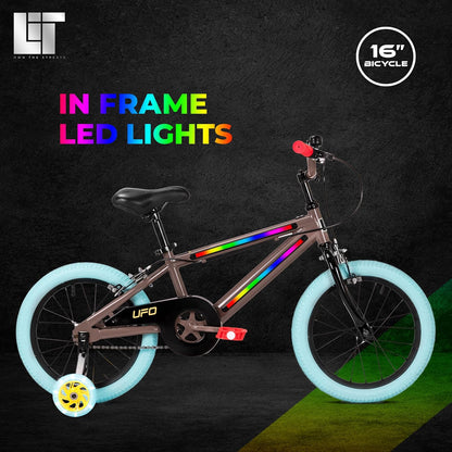 Lit UFO 16" Metallic Grey Bicycle