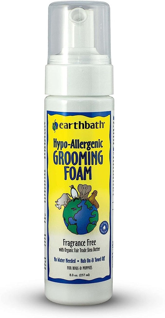 Earthbath Natural Hypo Allergenic Grooming Foam Fragrance Free Waterless for Dogs & Puppies 8oz