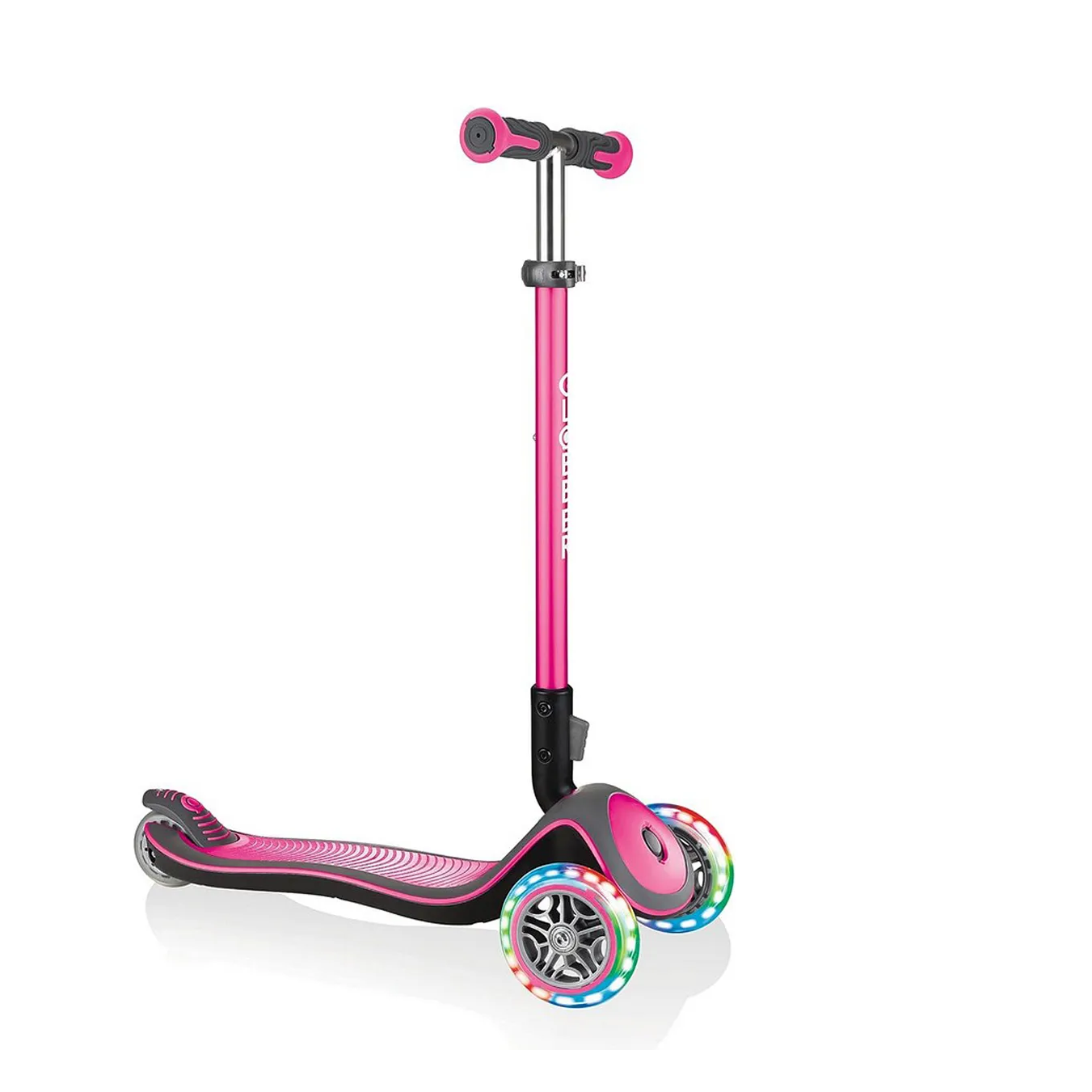 Globber - Elite Deluxe Deep Pink Light Up Scooter - Foldable, Adjustable, Steering Lock, 3-9 Years, Kinetic Wheels