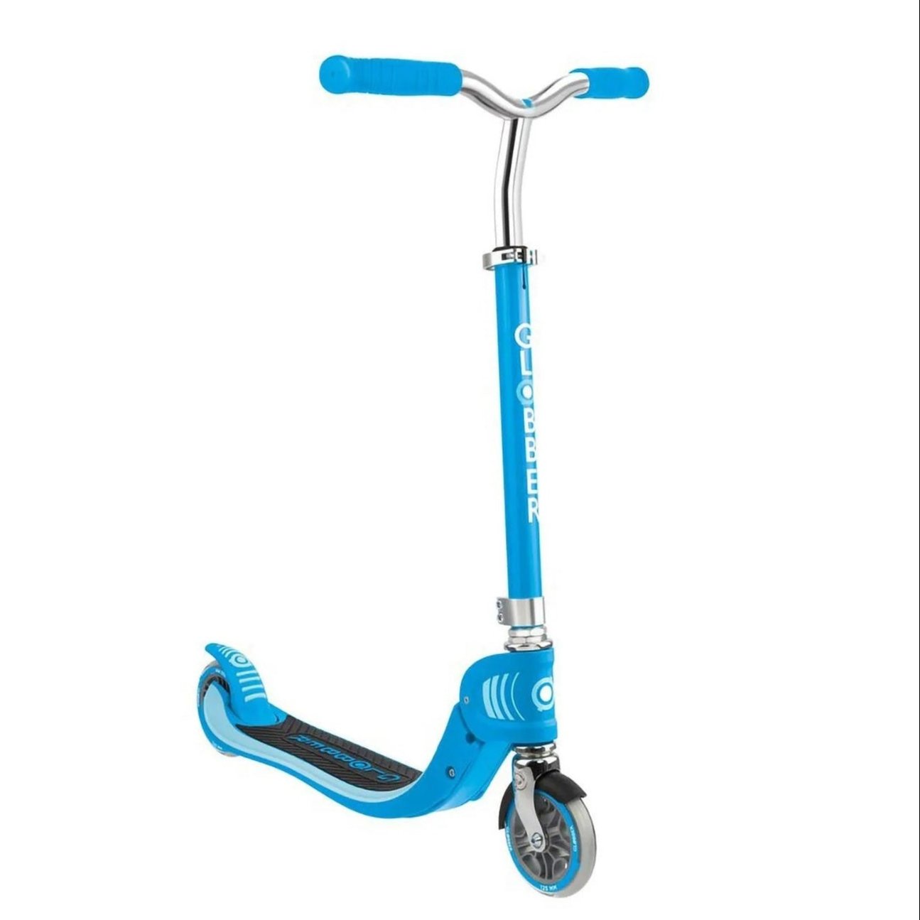 Globber - Flow 125 Foldable Scooter, Integrated Folding System, EVA Foam Grip, Smooth Wheels, 5 Years+, L 72.0 x B 43.9 x H 81.0 cm - Sky Blue