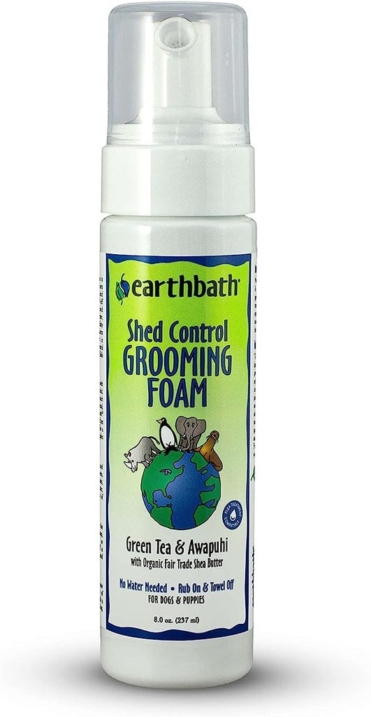 Earthbath Shed Control Grooming Foam Waterless for Dogs & Puppies with Green Tea & Awapuhi 8oz