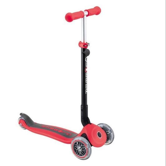 Globber - Go Up Foldable Plus Scooter with Lights, Adjustable Seat & T-Bar for Kids 15 Months+ - Red