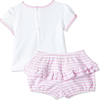 MOON 100% Cotton Top & Bloomer 0-3M Pink - Pink Stripes