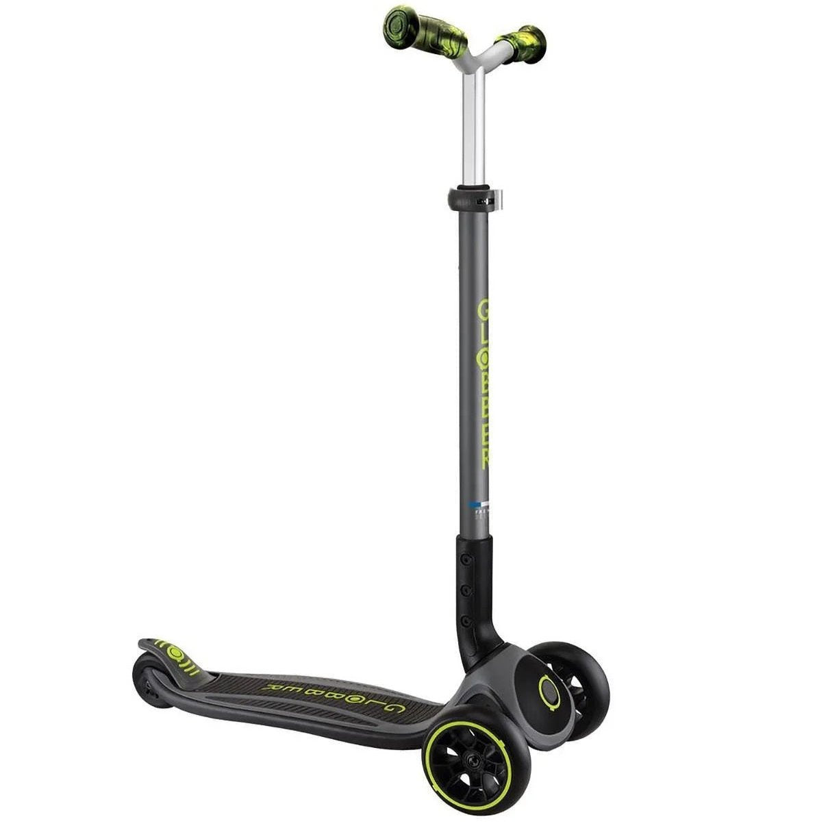 Globber - Master Prime 3 Wheel Light Up Scooter, Patented Steering Lock System, 5-Height Adjustable T-bar, Patented Folding System, 4 Years+, 61 x 37 x 94 cm - Lime Green/Black