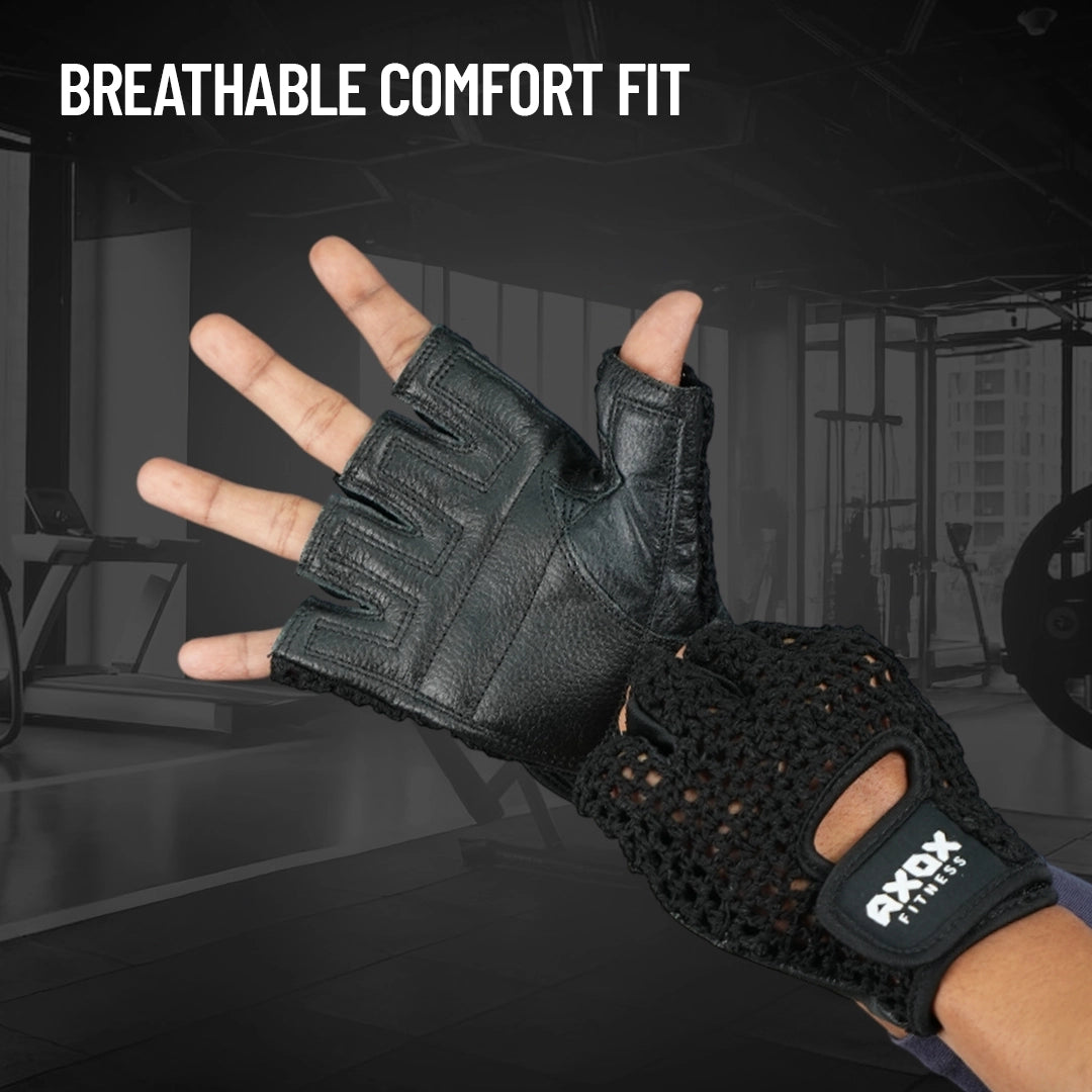 Axox Fitness Leather Fitness Gloves - XL