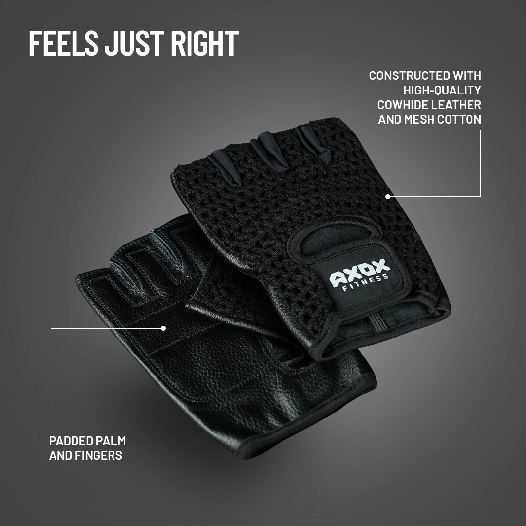 Axox Fitness Leather Fitness Gloves - L