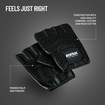 Axox Fitness Leather Fitness Gloves - M
