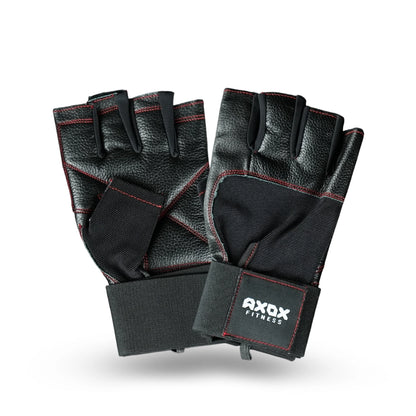 Axox Fitness Premium Leather Weight Lifting Gloves - L