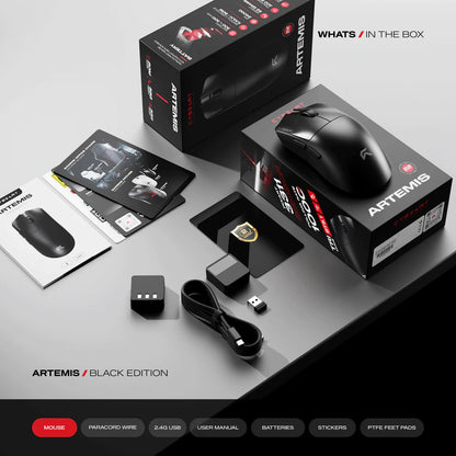 Cybeart Artemis | 1K 52g Ultra-light Hot-Swap Tri-Mode Gaming Mouse - Black