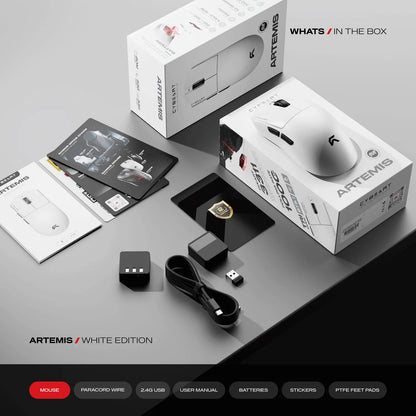 Cybeart Artemis | 1K 52g Ultra-light Hot-Swap Tri-Mode Gaming Mouse - White