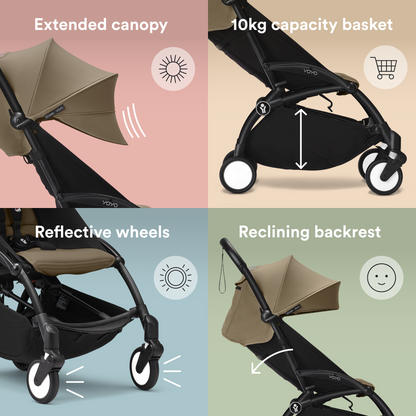 Stokke YOYO3 Black Frame & 0+ & 6+ Toffee Bundle