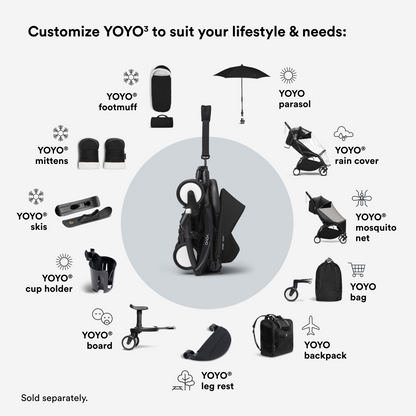 Stokke YOYO3 Black Frame & 0+ & 6+ Black Bundle