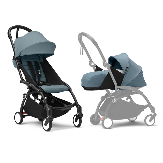 Stokke YOYO3 Black Frame & 0+ & 6+ Aqua Bundle