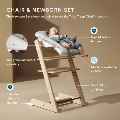 Stokke Tripp Trapp Chair + Baby & Newborn Set Bundle Black