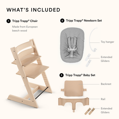 Stokke Tripp Trapp Chair + Baby & Newborn Set Bundle Black