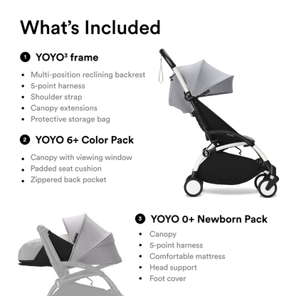 Stokke YOYO3 White Frame & 0+ & 6+ Stone Bundle