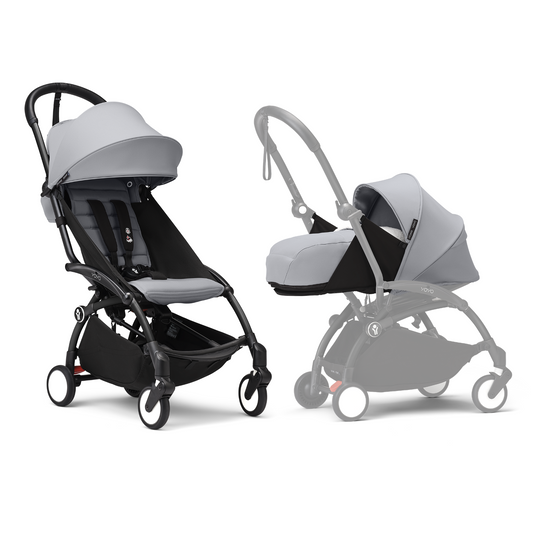 Stokke YOYO3 Black Frame & 0+ & 6+ Stone Bundle