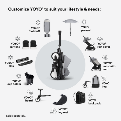 Stokke YOYO3 Black Frame & 0+ & 6+ Stone Bundle