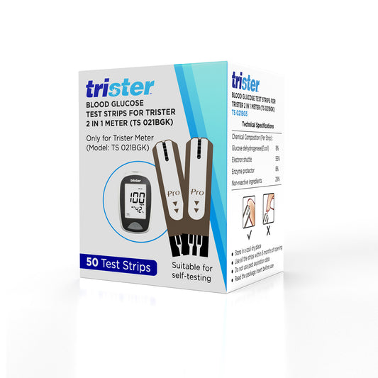 TRISTER 2 In 1 Blood Glucose Test Strips - 50 Pieces