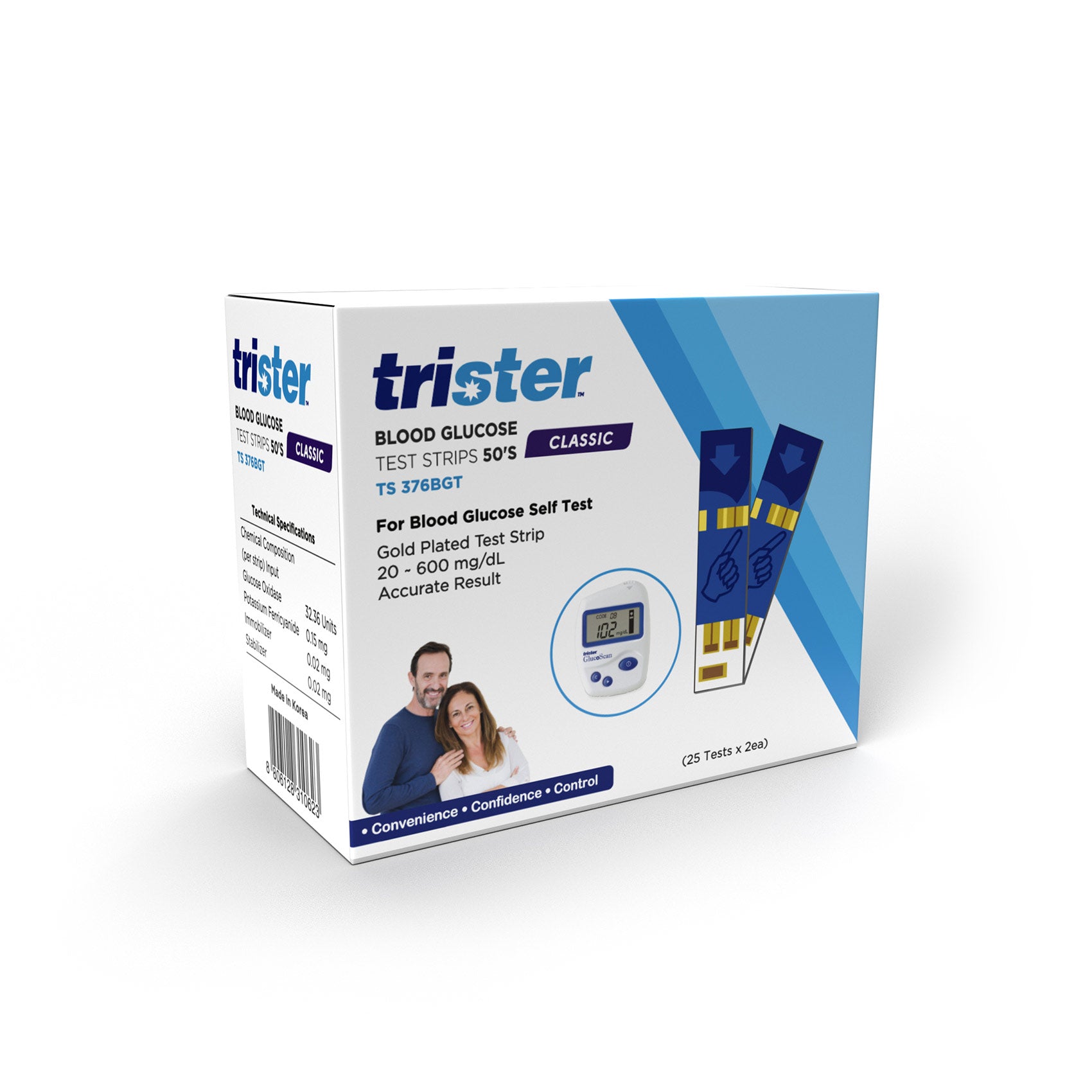 TRISTER Blood Glucose Test Strips Pack of 3 - 50 Pieces Each