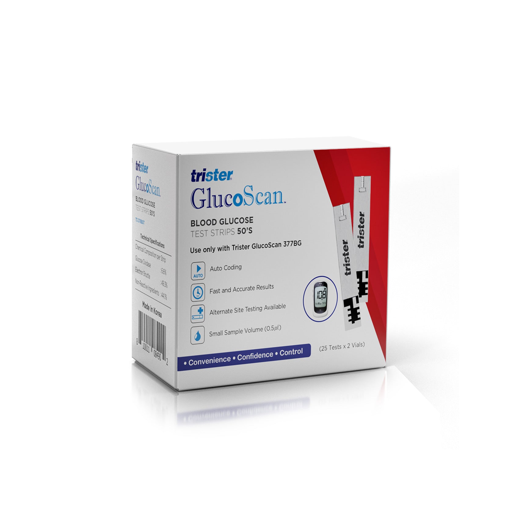 TRISTER Glucoscan Instant Accurate Blood Glucose Test Strips - 50 Strips