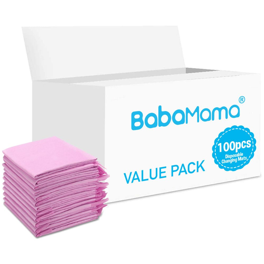 BabaMama - Disposable Changing Mats - 100 Counts - Pink