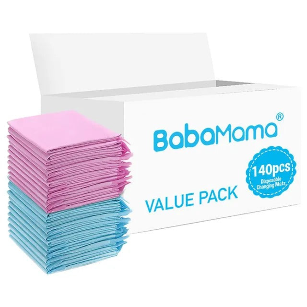 BabaMama - Disposable Changing Mats - 140pcs - Pink/Blue