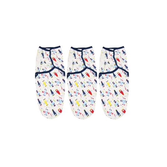 Babamama - Airplane Print Swaddle Wrap Blanket - Pack of 3