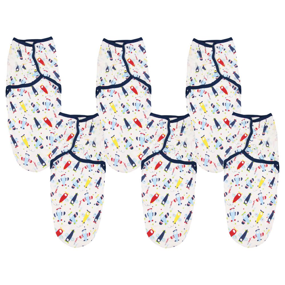 Babamama - Airplane Print Swaddle Wrap Blanket - Pack of 6