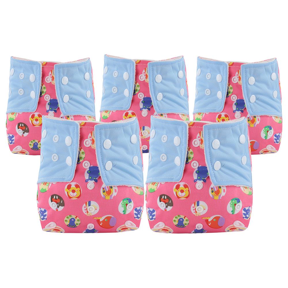 Babamama - Baby Reusable Swim Diapers - Pink - Pack of 5