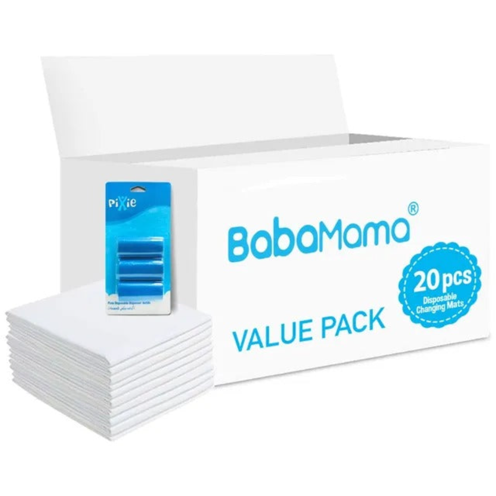 Babamama - Changing Mats 20 + Pack Of 1 Refill Blue 60 Nappy Bags