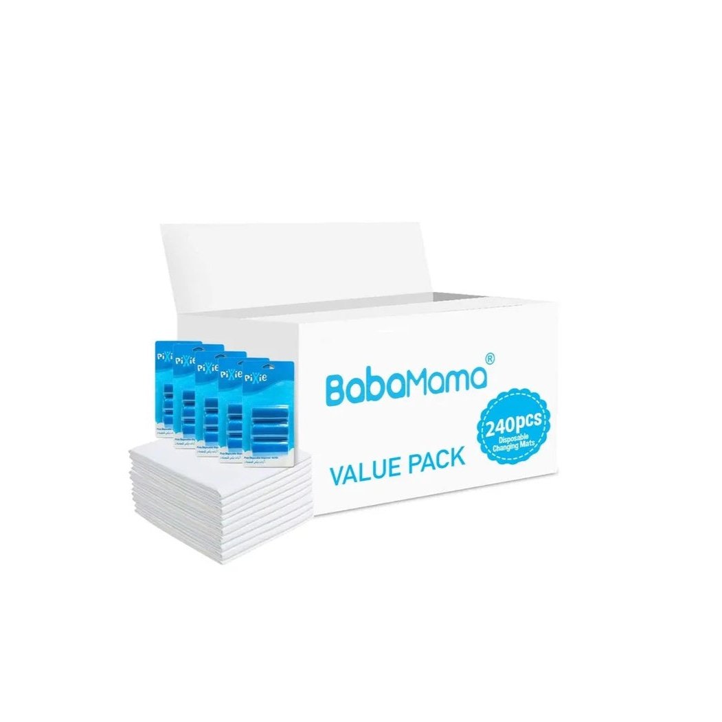 Babamama - Changing Mats 240 + Pack Of 5 Refill Blue 300 Nappy Bags