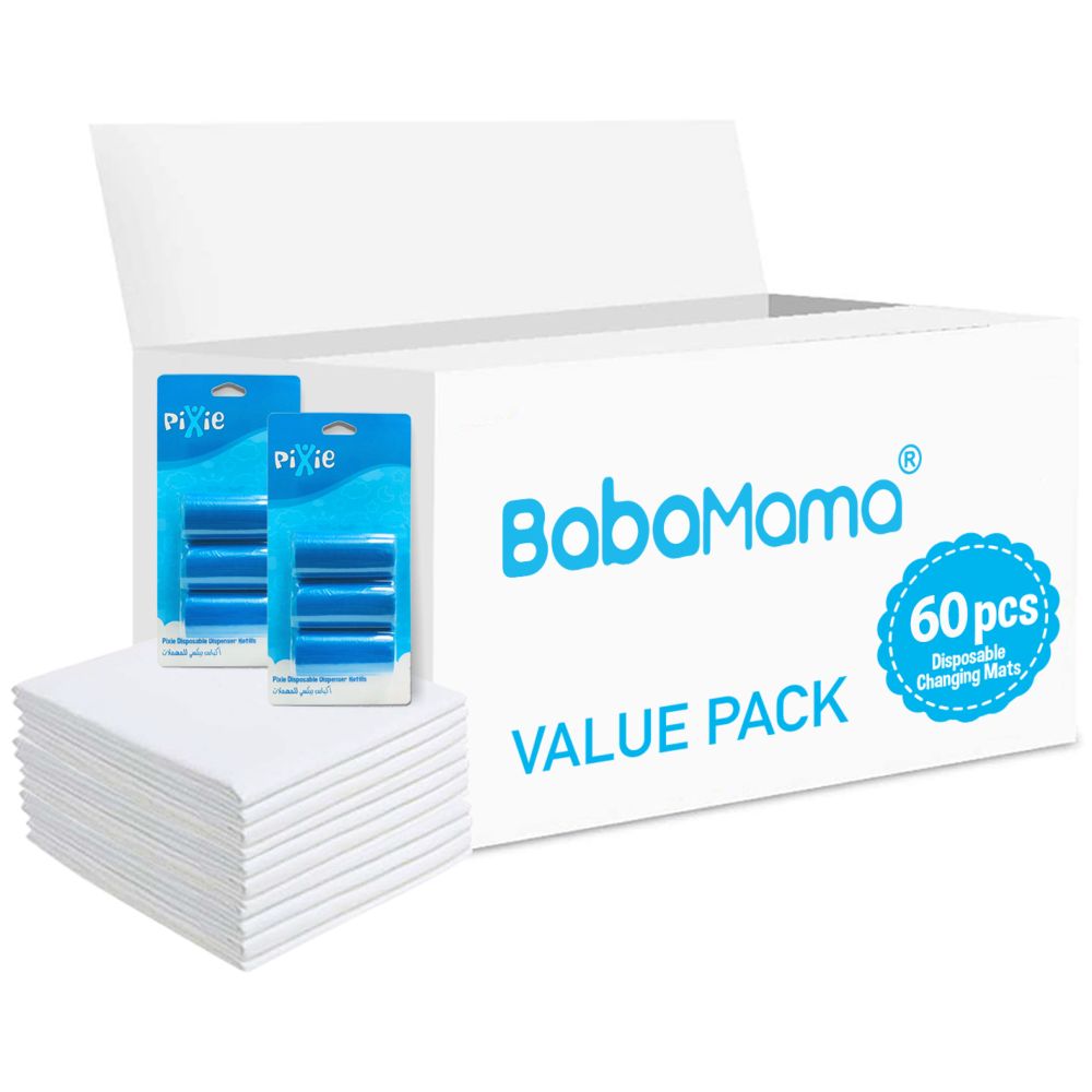 Babamama - Changing Mats 60 + Pack Of 2 Refill Blue 120 Nappy Bags