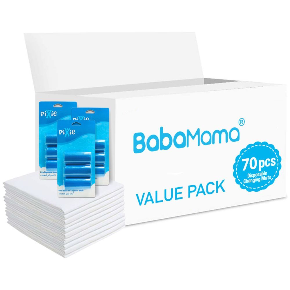 Babamama - Changing Mats 70 + Pack Of 3 Refill Blue 180 Nappy Bags