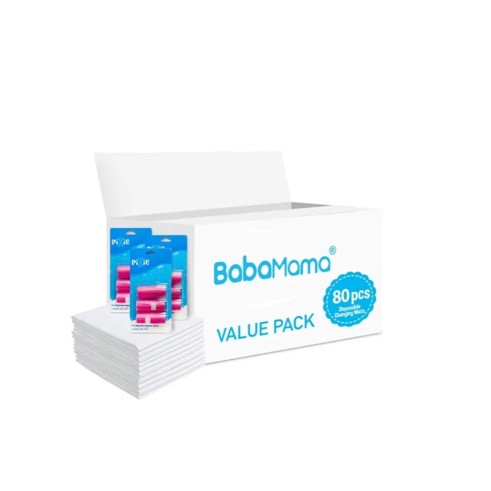 Babamama - Changing Mats 80 + Pack Of 3 Refill Pink 180 Nappy Bags