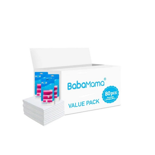 Babamama - Changing Mats 80 + Pack Of 3 Refill Pink 180 Nappy Bags