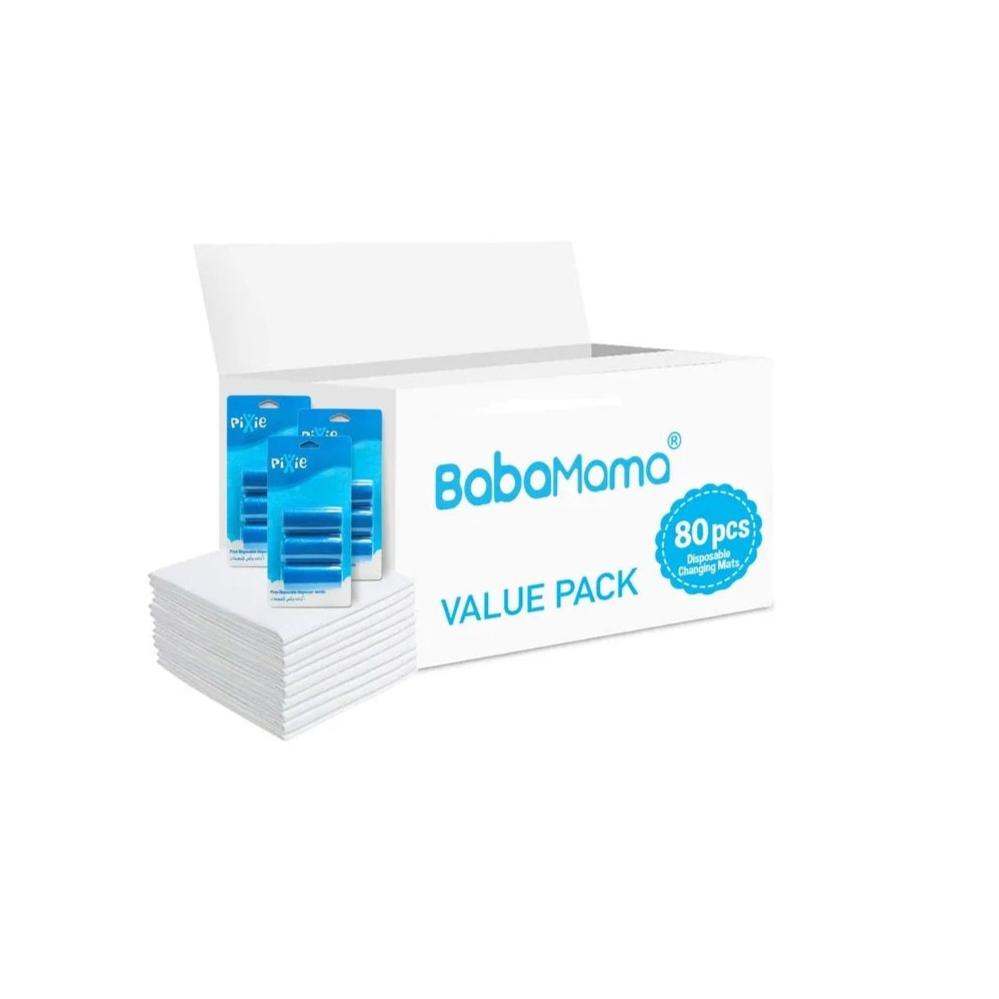 Babamama - Changing Mats 80 + Pack Of 3 Refill Blue 180 Nappy Bags