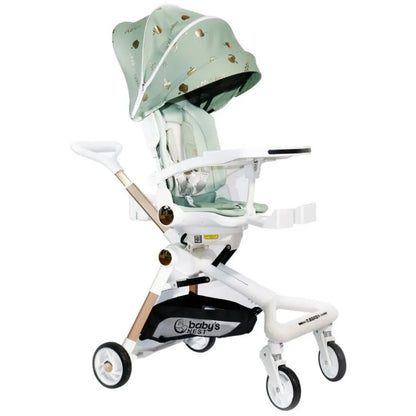 Baby's Nest 2 in 1 Stroller Green And White