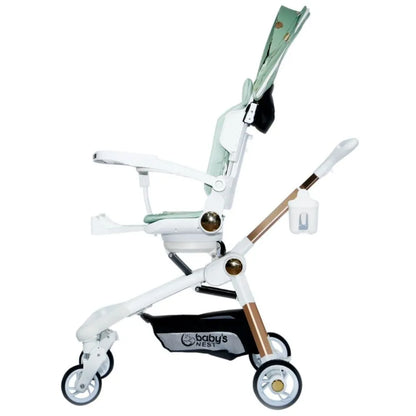 Baby's Nest 2 in 1 Stroller Green And White