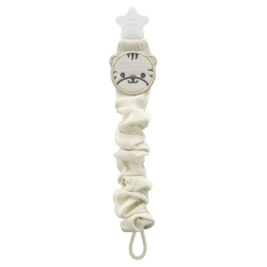 Babyjem - Ecru Tiger Pacifier Holder -  Newborn -  Cream -  0 Months+