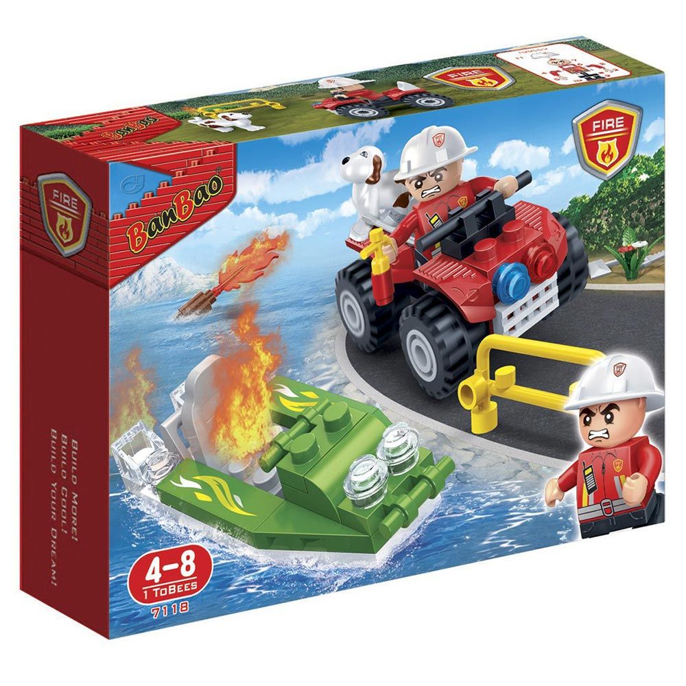 Banbao - Fire Series - Fireman Car & Boat - 62 pieces