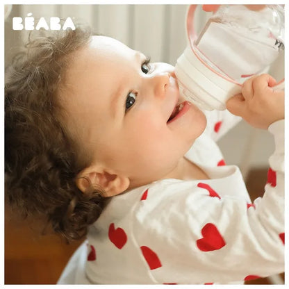 Beaba - 2-in-1 Learning Bottle 210ml with Silicone Sleeve - Pink